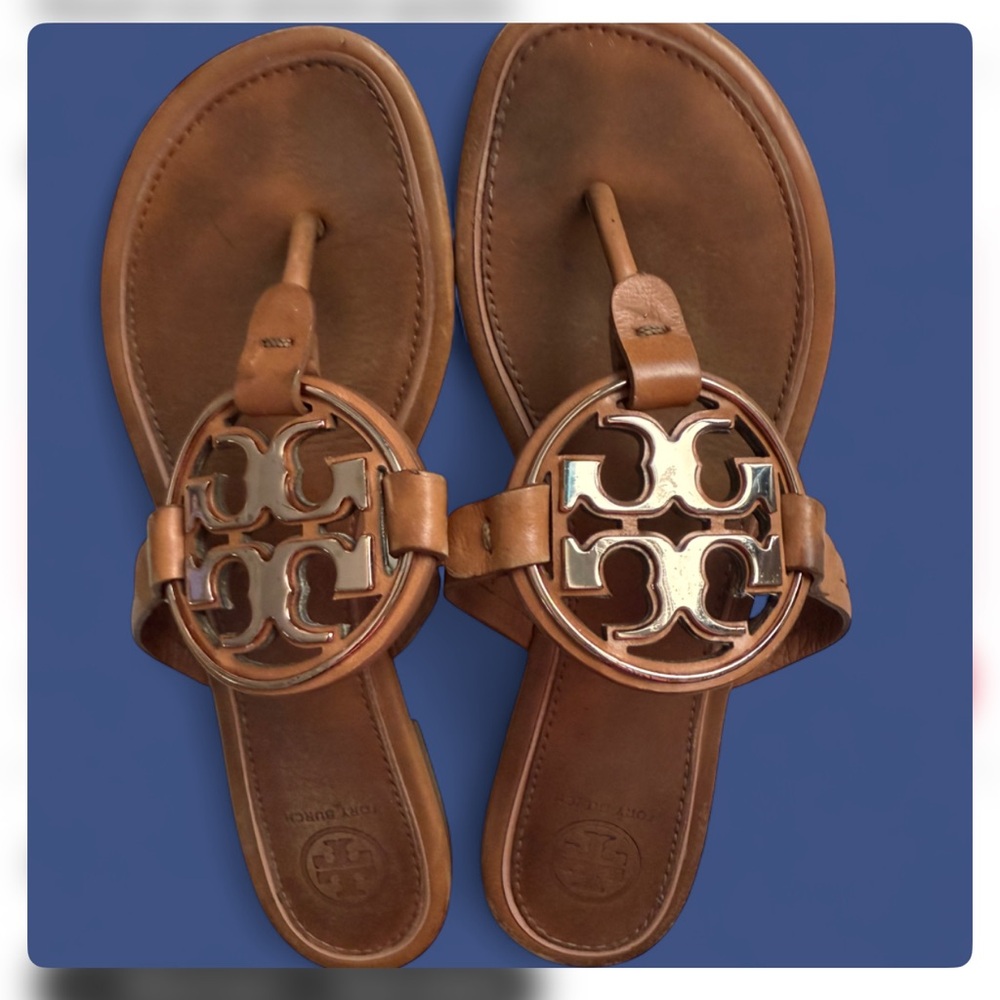 Tory Burch Tan Leather Miller Sandals